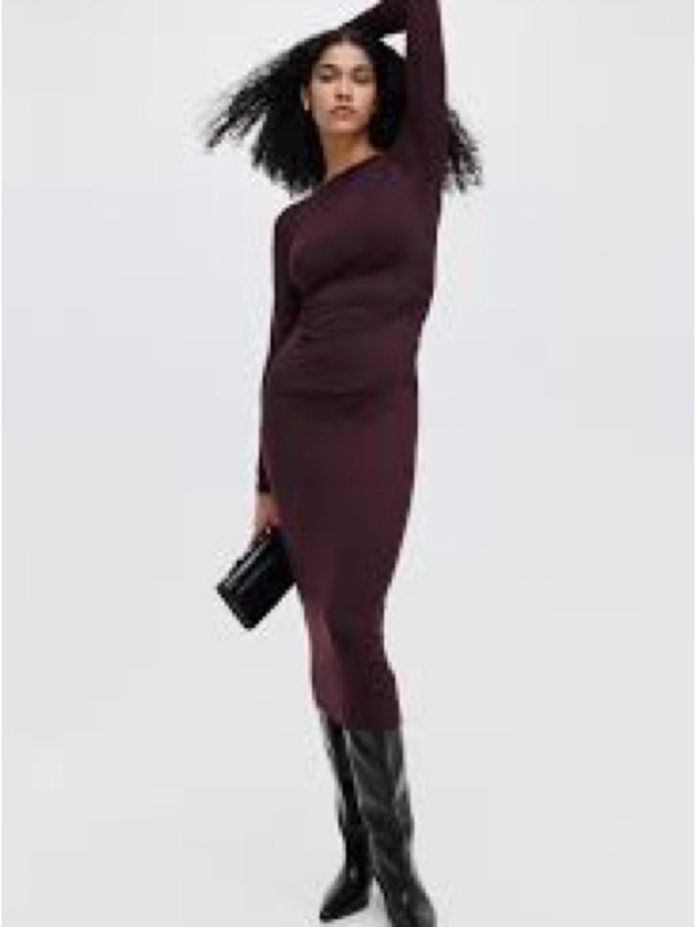 COS Burgundy Long Sleeve Turtleneck Sweater Dress